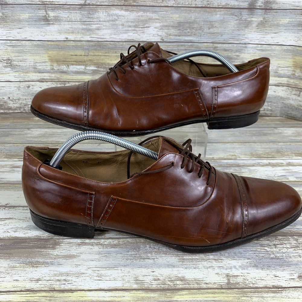 Vintage Bally‎ Dress Shoes Mens 13D Brown Marconi Leather Oxford Made In Italy